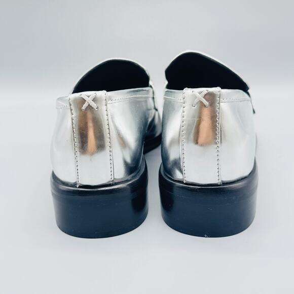 Rag & Bone Shoes Women 9 Silver Metallic Loafer Square Toe Slip On Comfort Dress - Picture 7 of 12